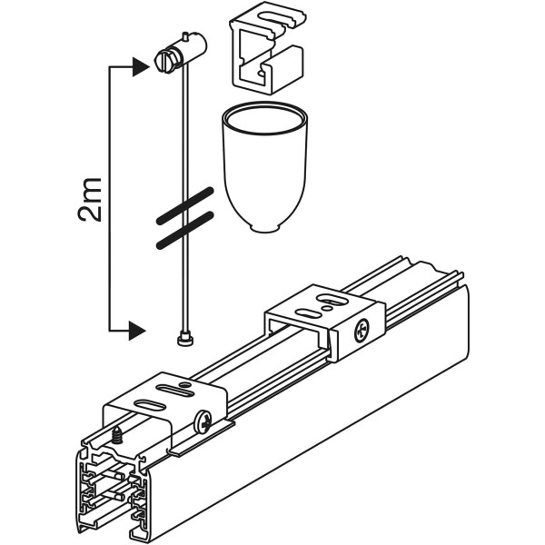 Wiva 41900128 Kit de suspensión para carril negro de 2m